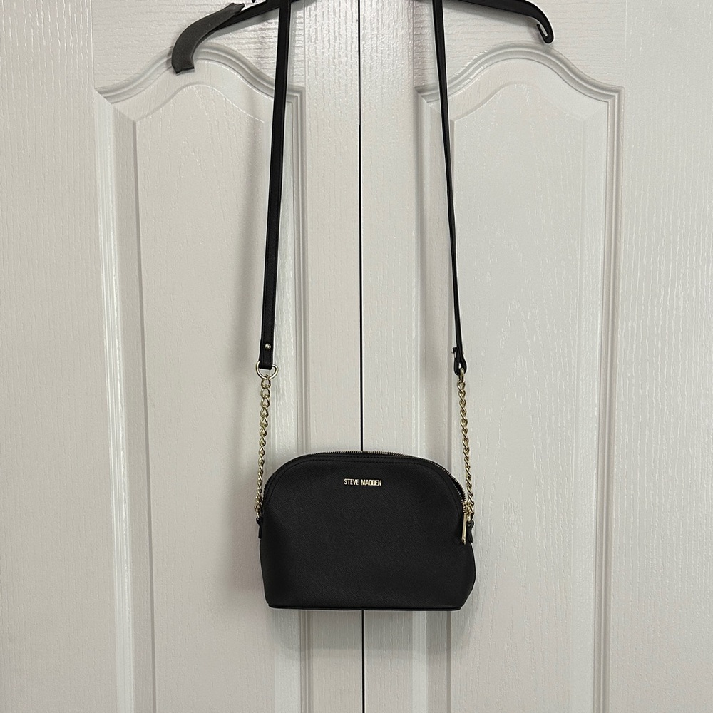 Steve Madden Black Crossbody Bag with Gold Accents